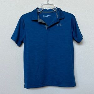 Blue loose fit Under Armour boys performance golf polo in size YXL